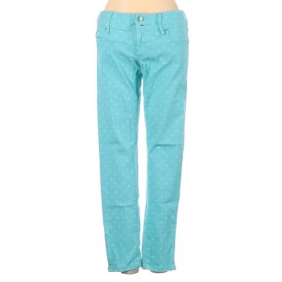 LILLY PULITZER | Polka Dot Worth Skinny Zip Jeans Turquoise White Women’s Size 0 - Picture 2 of 11